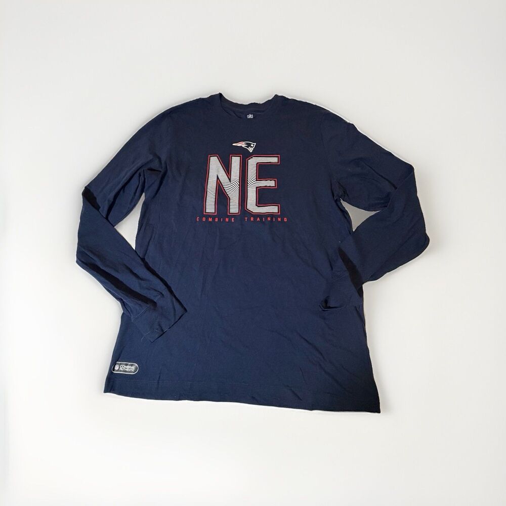 New England Patriots Combine Training Long Sleeve Shirt Men’s Large NFL Navy
